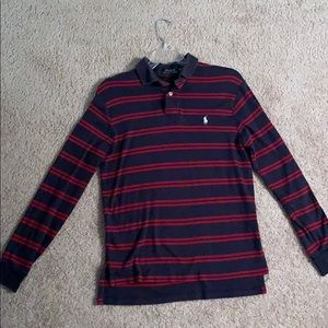 Long Sleeve Striped Ralph Lauren Polo blue/red